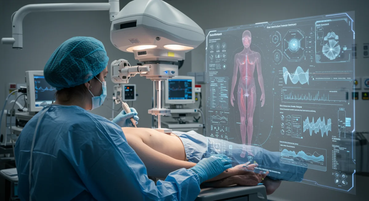 AI monitoring a patient's cardiovascular health during a diagnostic scan.