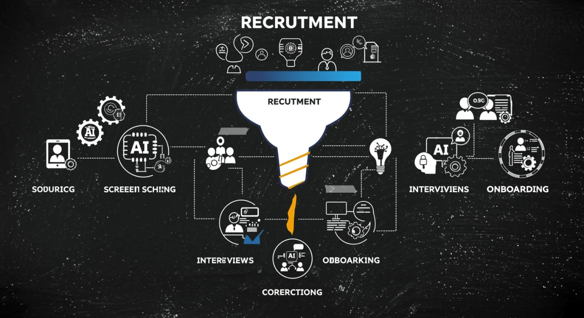 Infographic showing AI integration across the recruitment lifecycle.