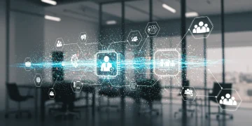 AI-powered recruitment platform interface with diverse candidate profiles and analytical dashboards.