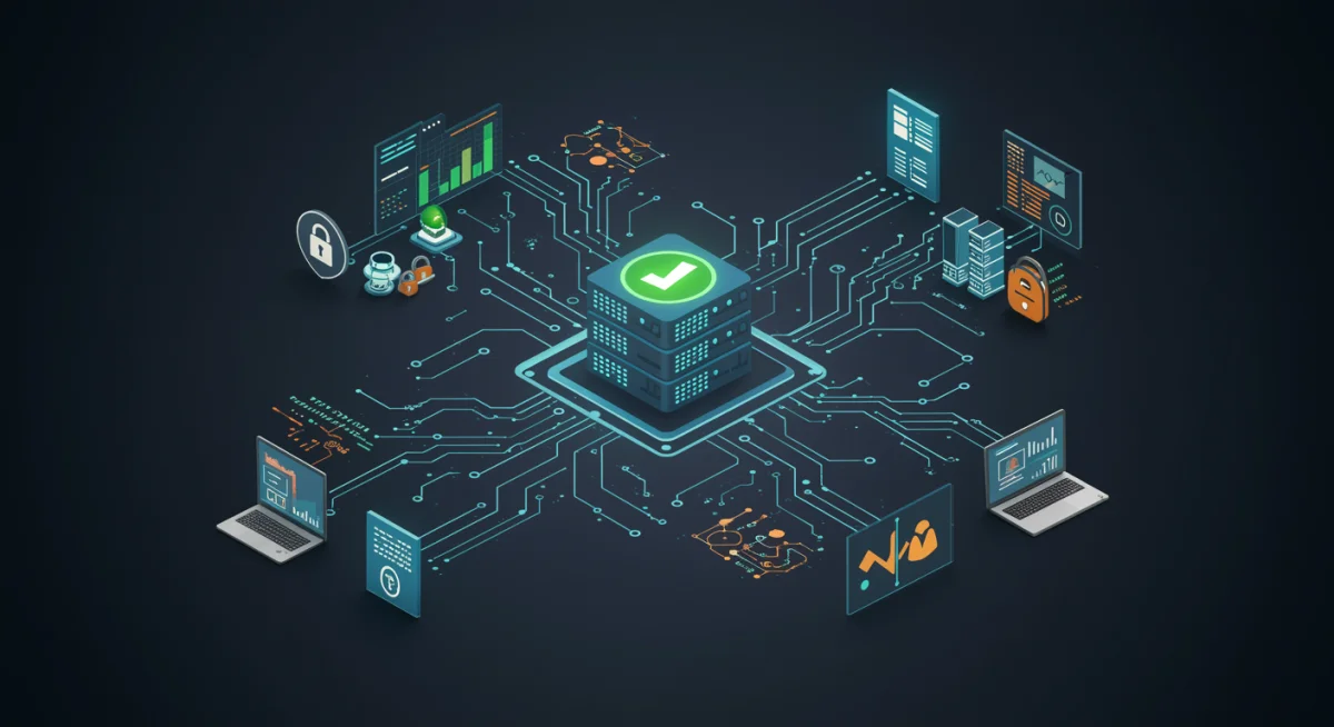 Automated vulnerability scanner identifying security weaknesses in a digital system.