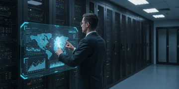 CISO reviewing cybersecurity strategies against ransomware in a U.S. data center