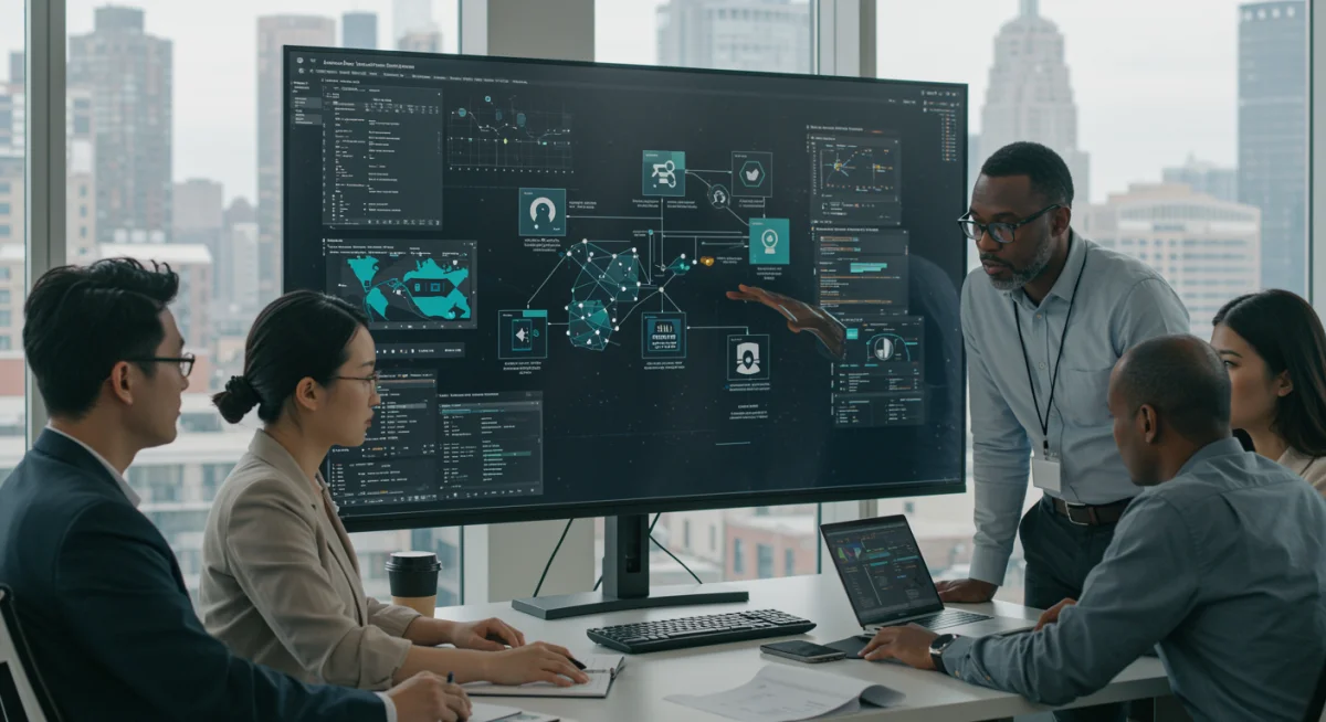 Cybersecurity team collaborating on threat intelligence for enterprise protection.