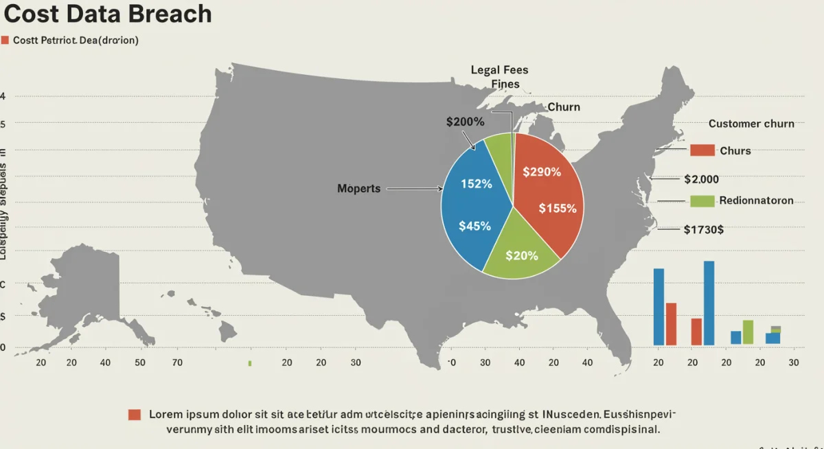 Infographic detailing the diverse financial costs associated with a data breach, including legal, regulatory, and customer impact.