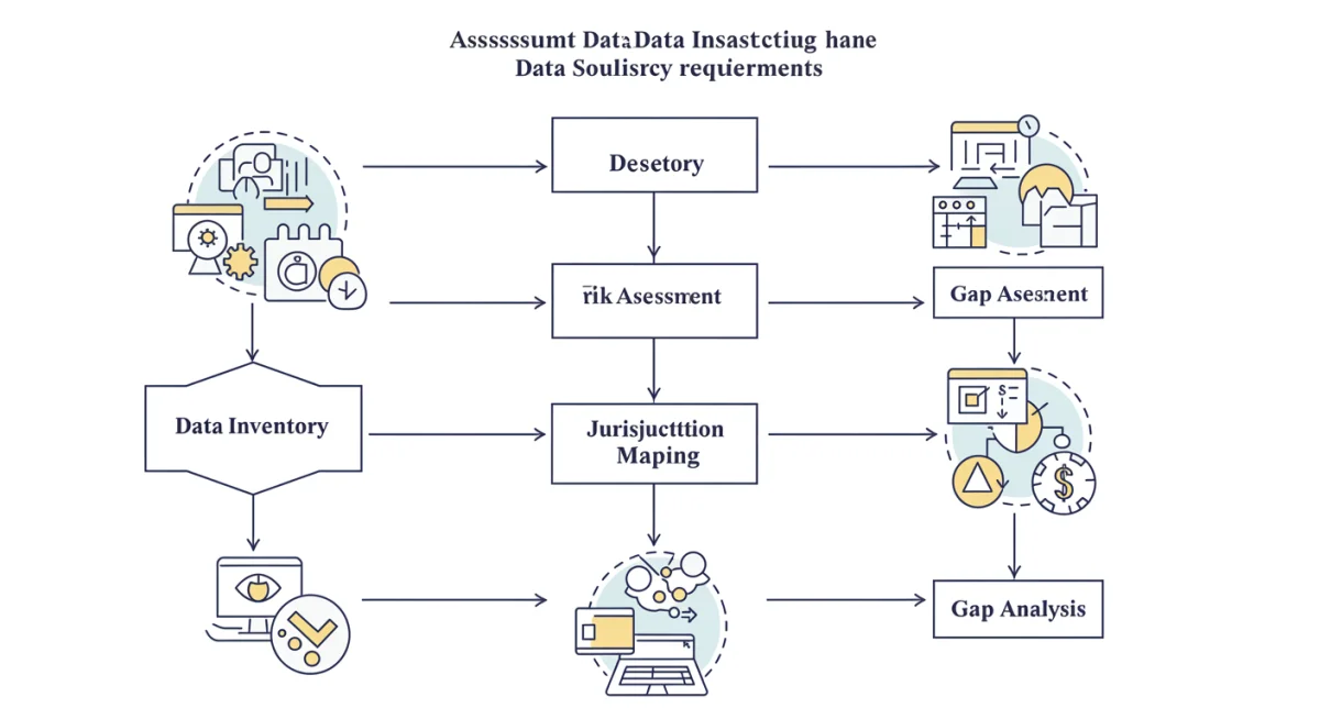 Flowchart depicting data infrastructure assessment for sovereignty compliance