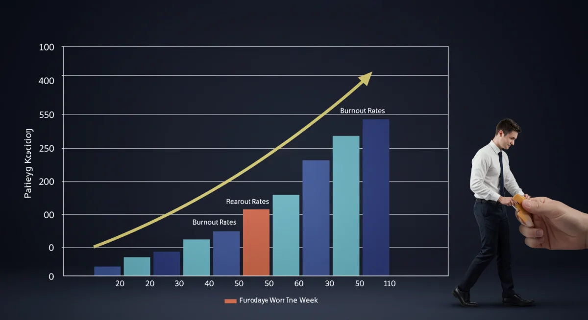 Graph showing increased employee retention and reduced burnout with four-day work week.
