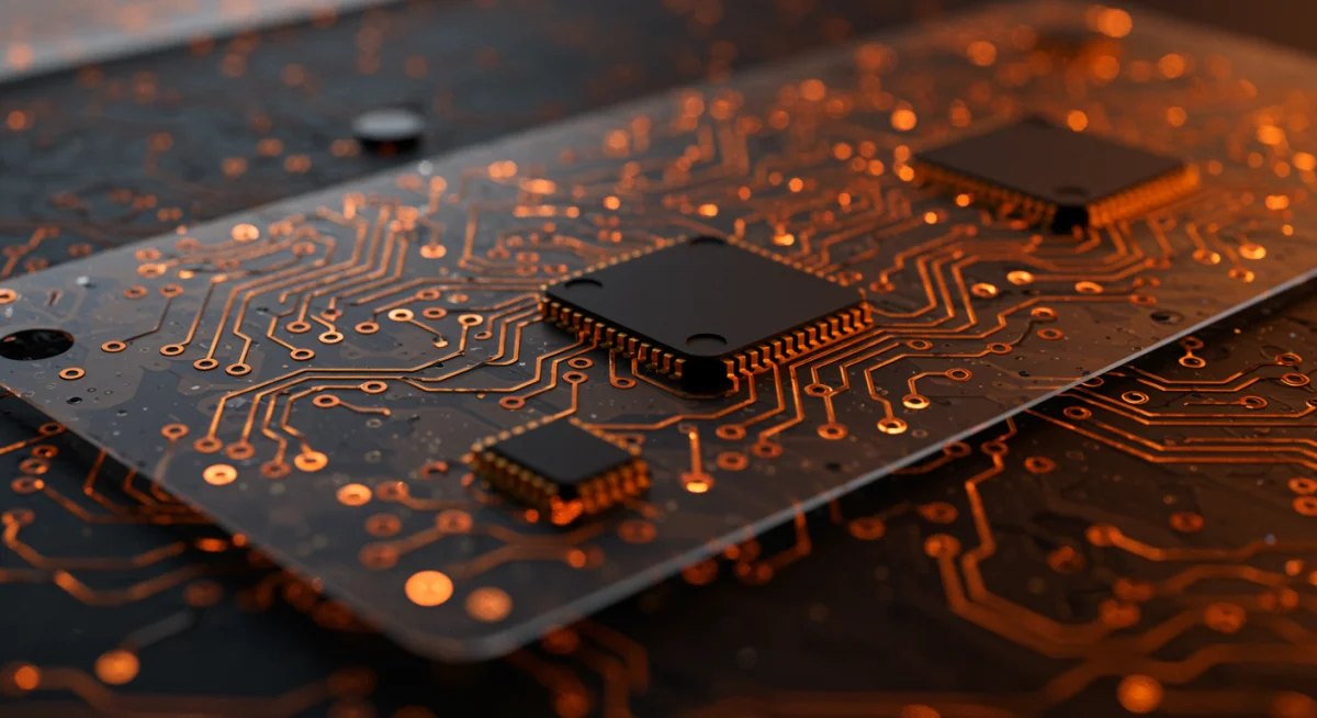 Flexible transparent circuit board demonstrating advanced material integration in electronics.