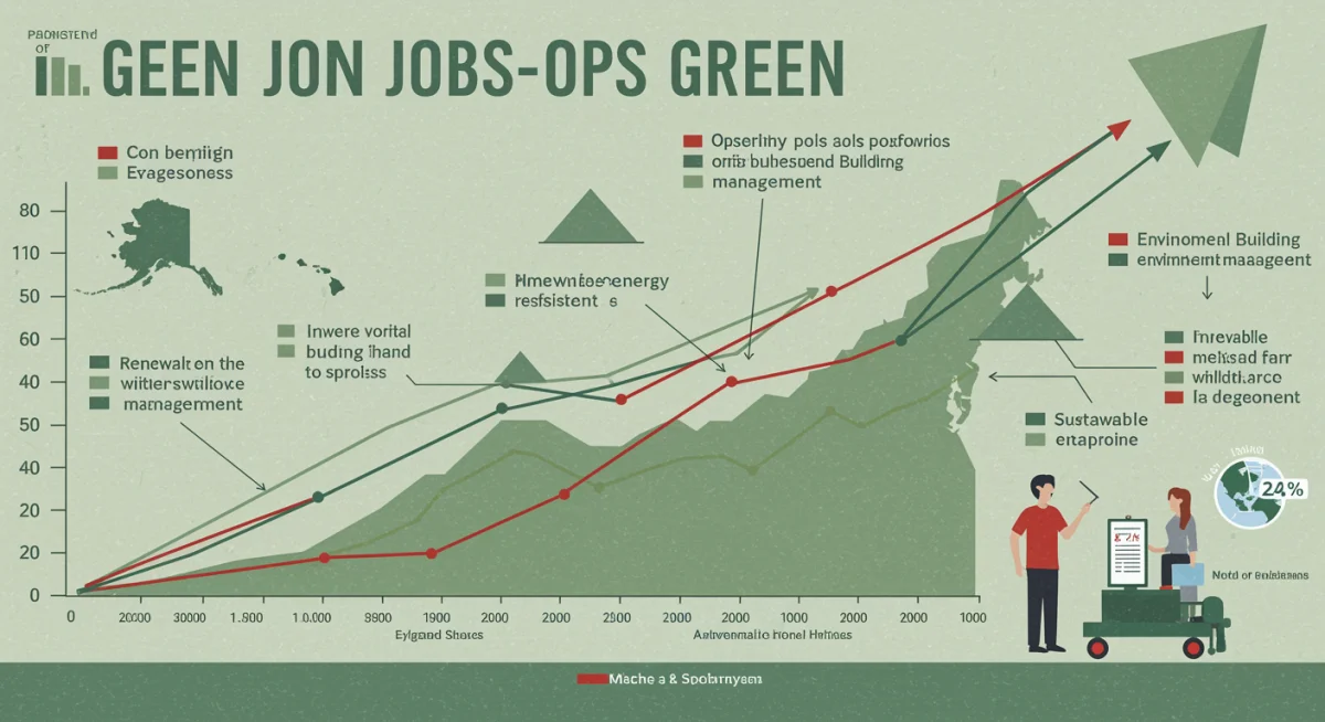 Infographic showing growth of green jobs in the US and demand for certified professionals.