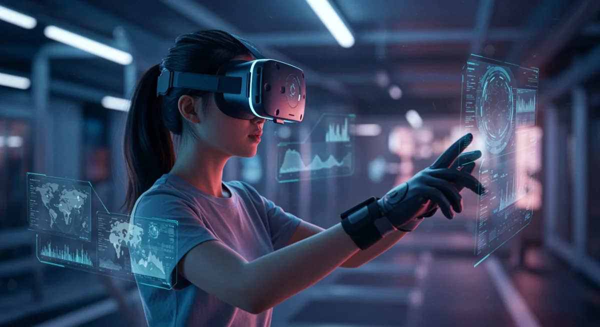 Individual exploring immersive technology for future skill development