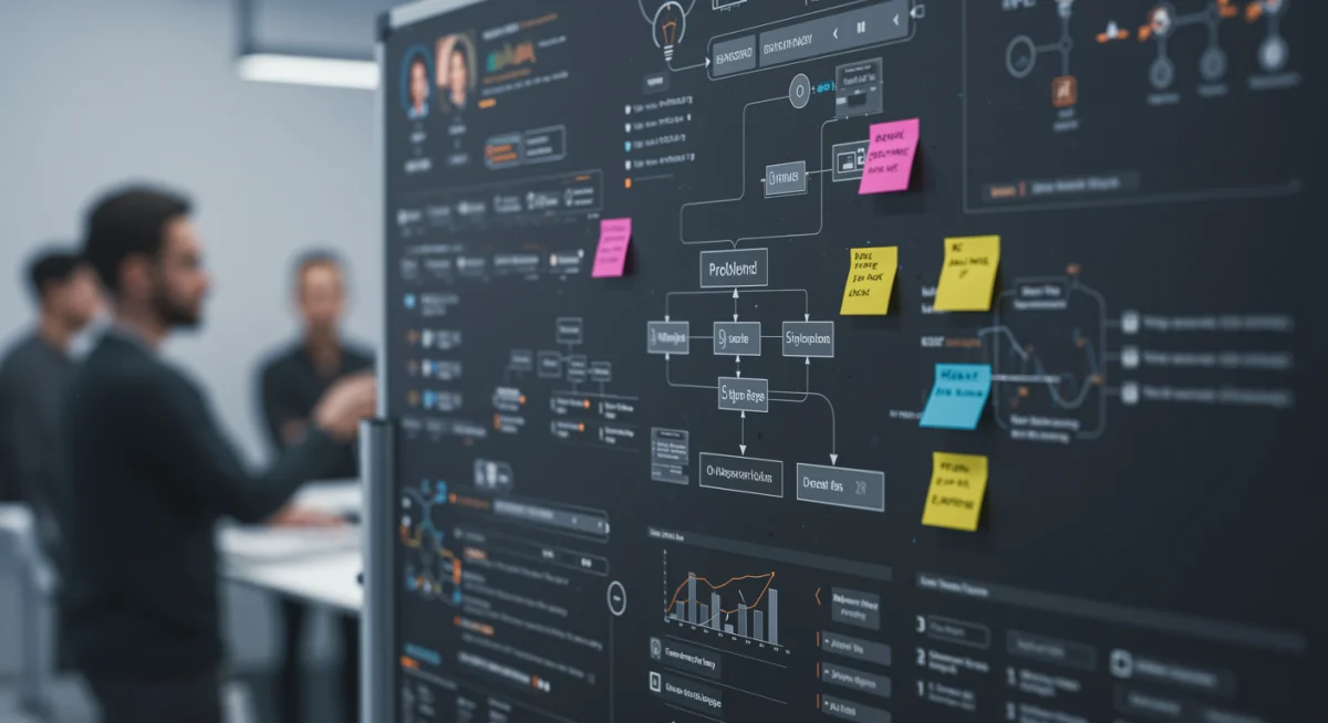 Virtual whiteboard in metaverse, showcasing collaborative project planning and real-time ideation.