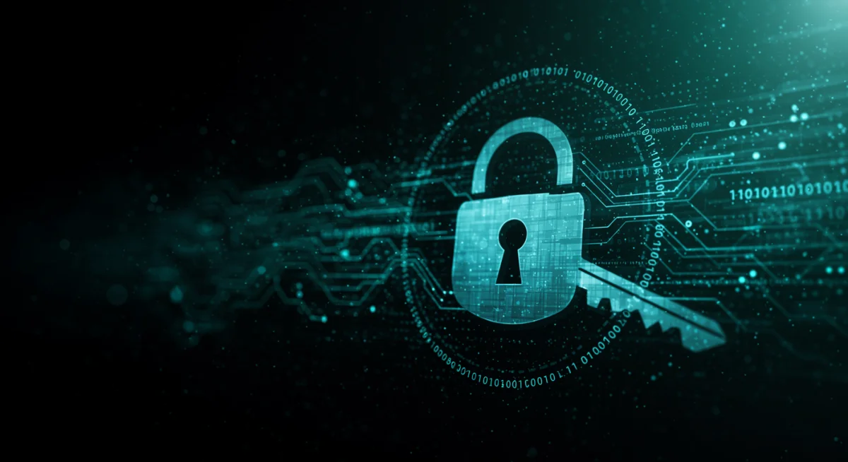 Digital lock icon symbolizing ransomware attacks and data encryption