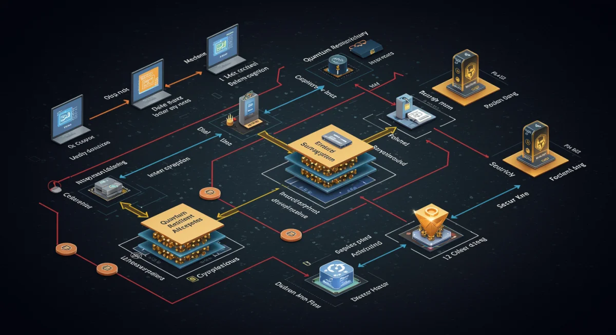 Diagram of secure data flow with integrated quantum-resistant cryptography.