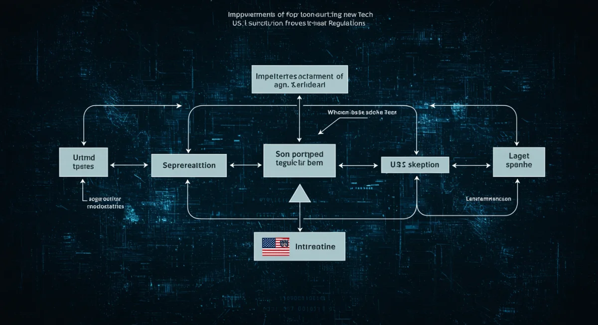 Flowchart outlining six steps for 2025 US tech sourcing regulation implementation.