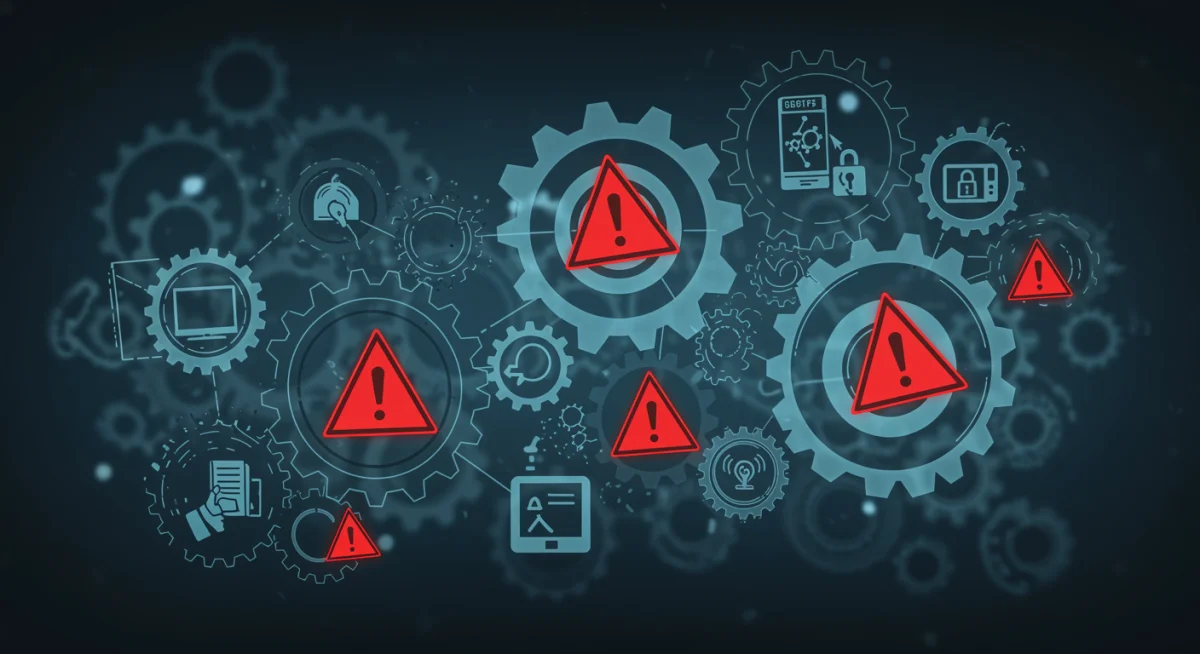 Complex supply chain network with highlighted vulnerability points
