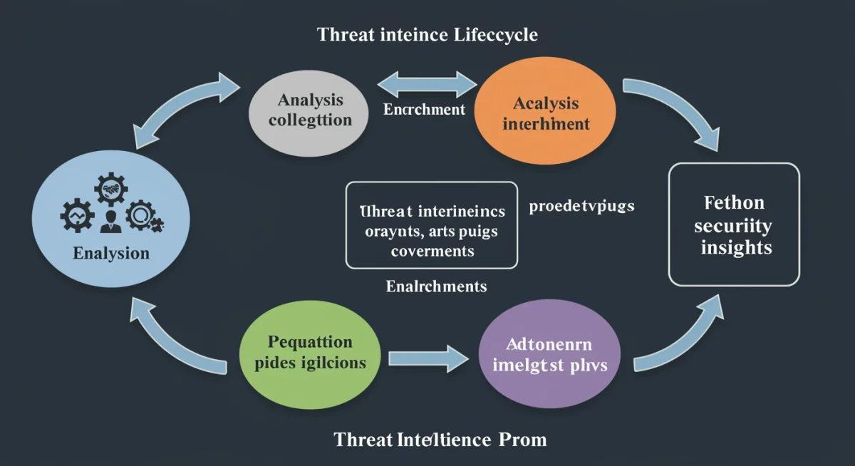 Diagram illustrating the complete threat intelligence lifecycle from data to actionable insights.