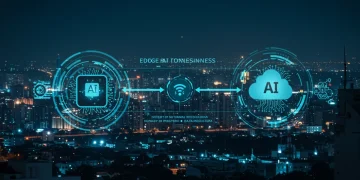 Conceptual diagram of Edge AI and Cloud AI interacting within an IoT ecosystem for future deployments.