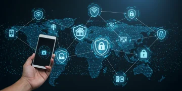 Secure IoT device network with digital locks and cybersecurity shields