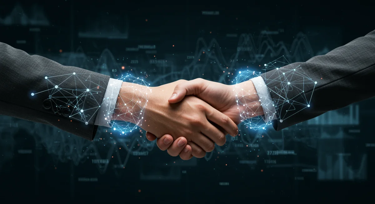 Digital handshake symbolizing DAO consensus and collaboration